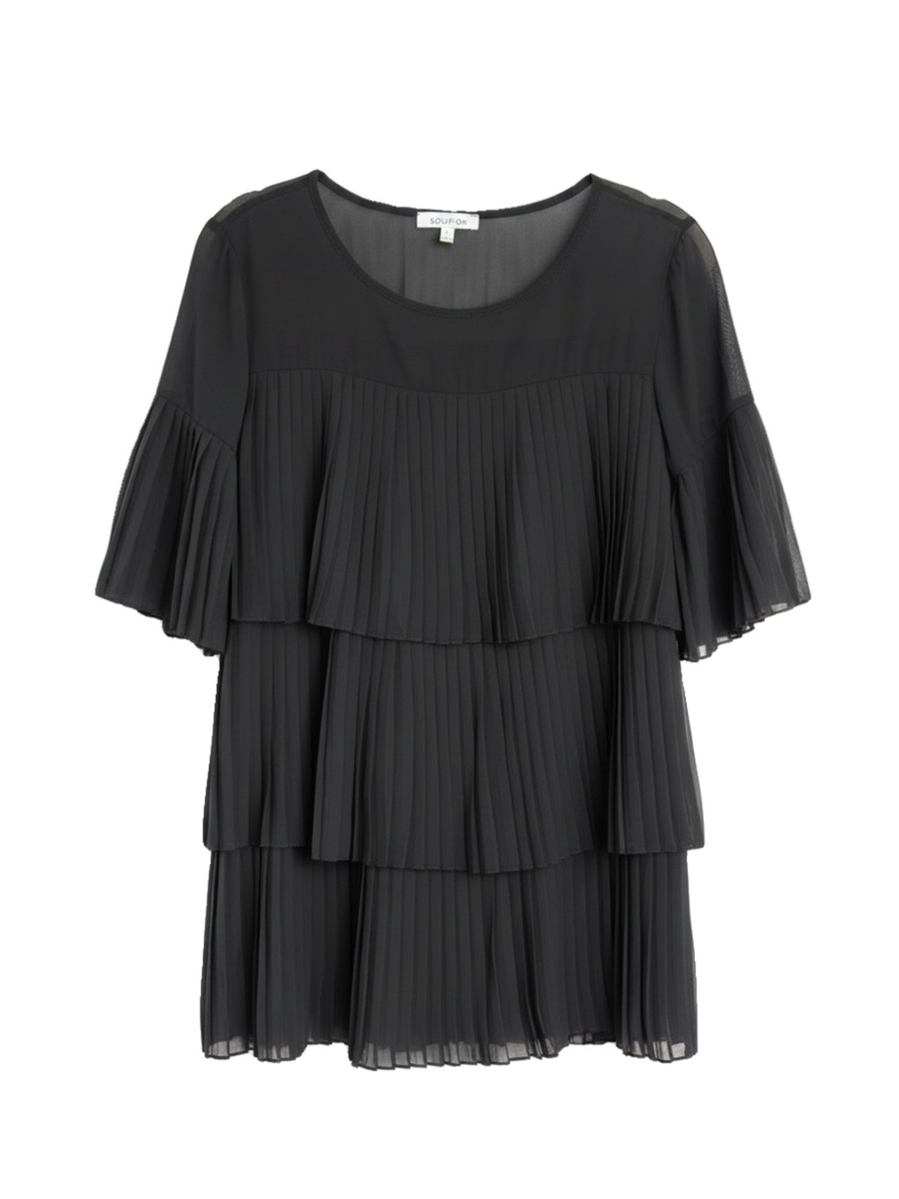 SOU・SOU Black Pleated Tiered Mini Dress